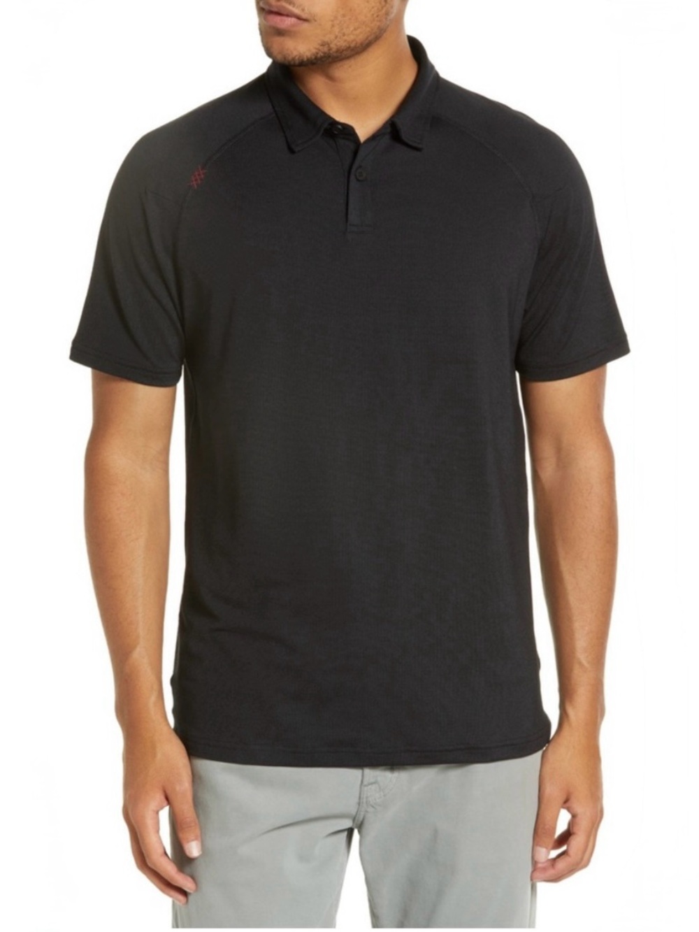 Rhone Delta Pique Polo Lightweight Mesh Performance Short Sleeve Black XL